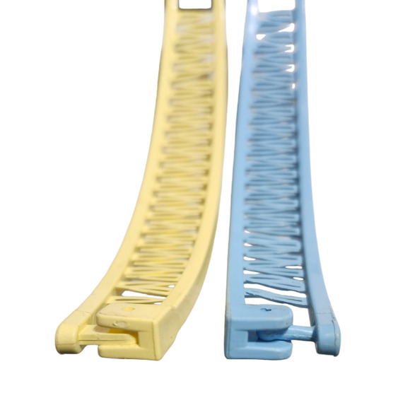 80s Bannana Clips Barrette set of 2 Yellow and Blue - Picture 5 of 7